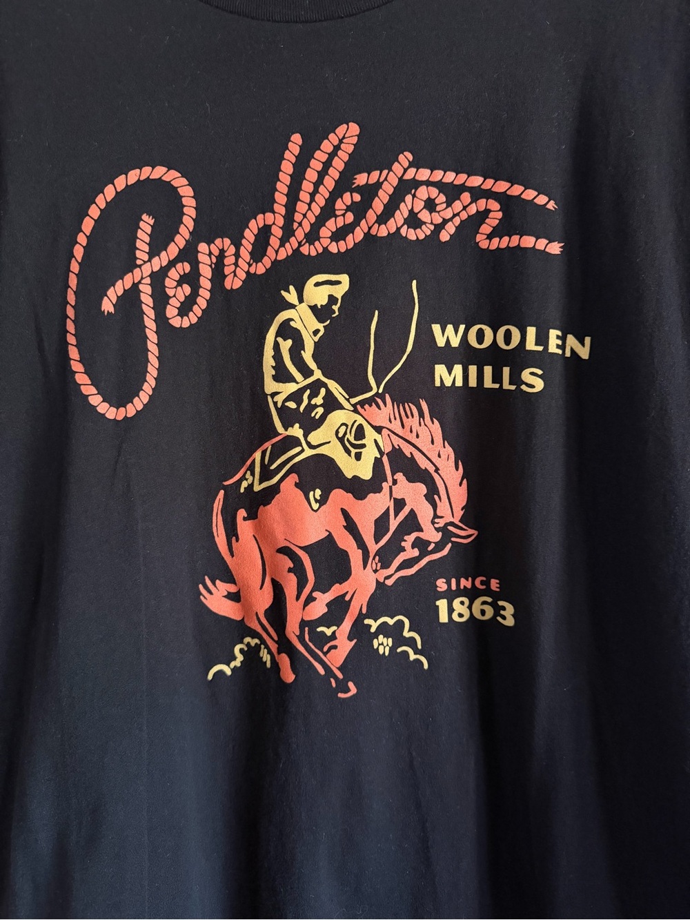 Pendleton Black Short-Sleeve Tee with Orange and Yellow Rodeo Graphic Size XXL - Picture 3 of 6